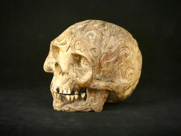 Crâne en bois ciselé Dayak (3/4)