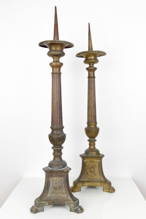 Grands pique-cierges en bronze