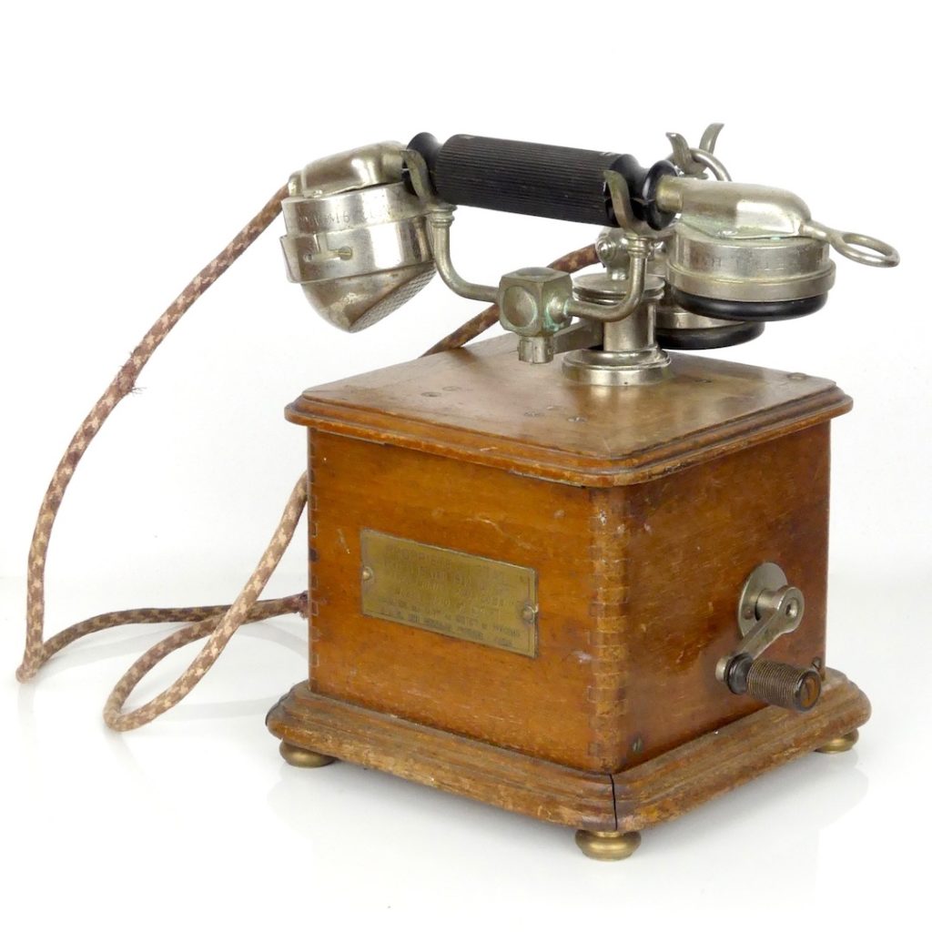 Téléphone ancien Marty Modèle 1910 en métal et bois - Boutique OVIRY