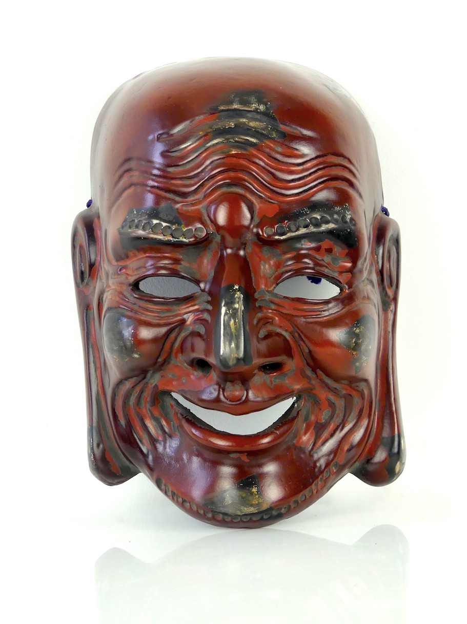 RARE MASQUE ASIATIQUE Ancien En Bois Polychromé Demon Cambodge -vietnam