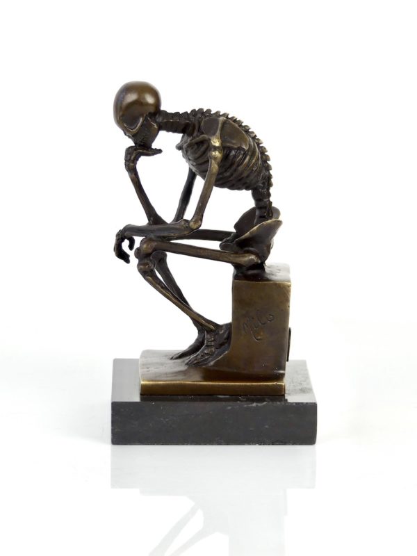 Petit bronze Squelette penseur de Milo (profil)