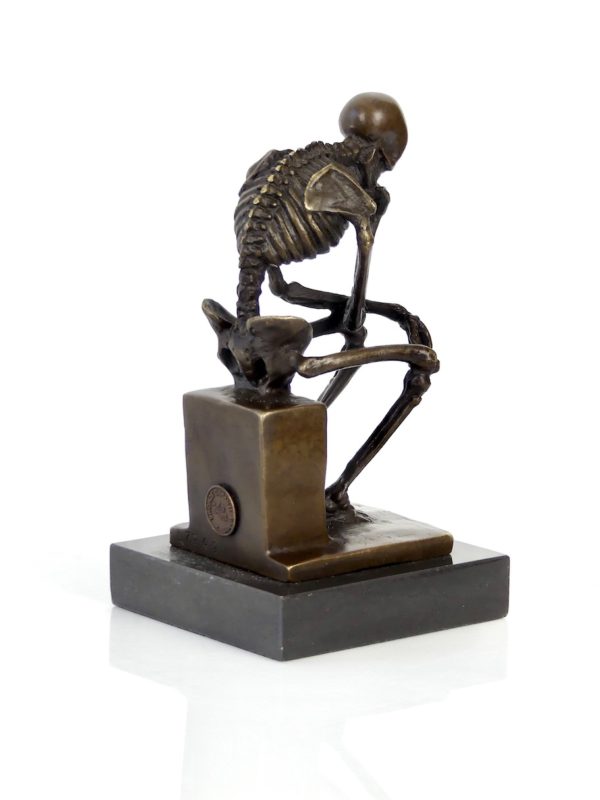 Petit bronze Squelette penseur de Milo (3/4 dos)