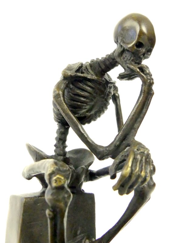 Petit bronze Squelette penseur de Milo (3/4 détail)