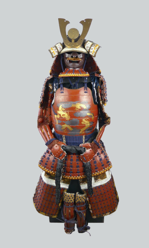 Armure de samouraï Yoroi laquée rouge (face)