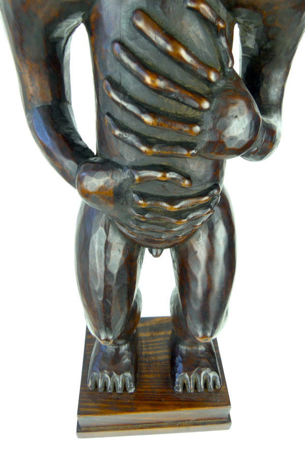 Grande statue maorie Poutokomanawa (détail mains)