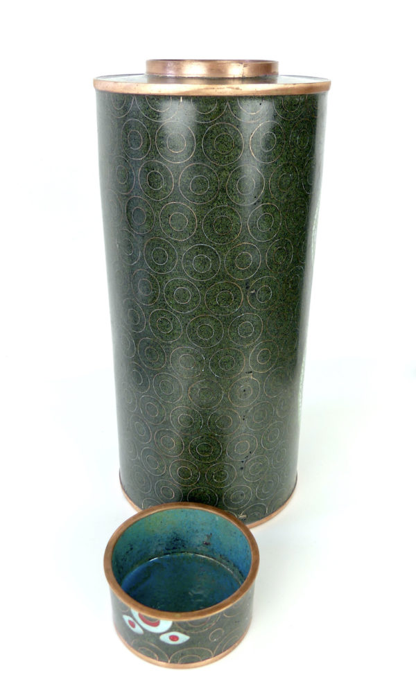 Pot long en cloisonné Serpent et Grenade (dos ouvert)