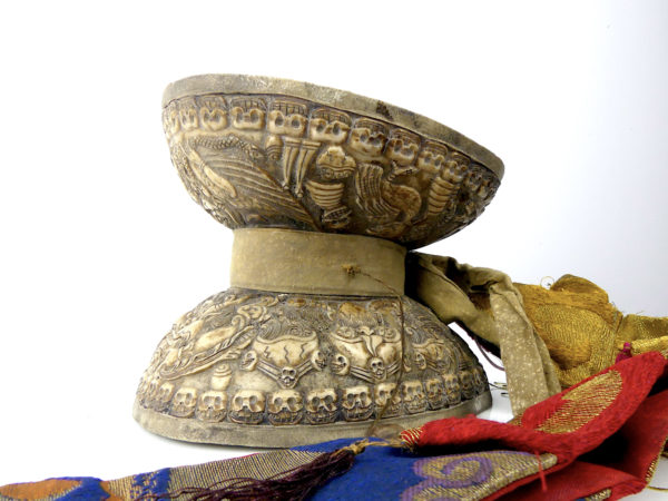 Tambourin Damaru Kapala tibétain ancien (3/4)