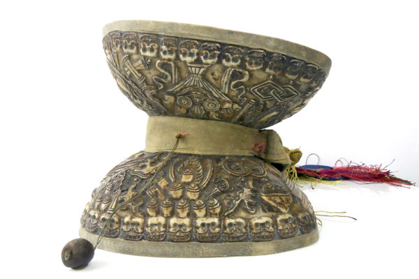 Tambourin Damaru Kapala tibétain ancien (profil)