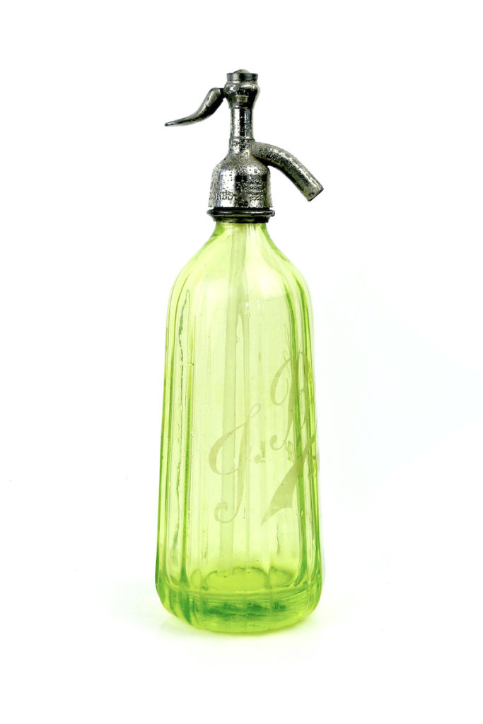 Ancienne Bouteille Siphon à Eau De Seltz En Uraline - Occasion - Objet De Collection Vintage
