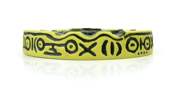 Grand cendrier TAI jaune et rond en céramique (profil)