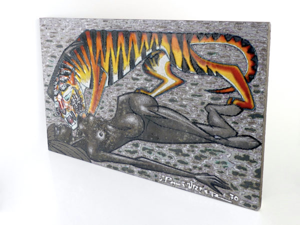 Plaque émaillée La Belle et le Fauve en pierre de lave (3/4)