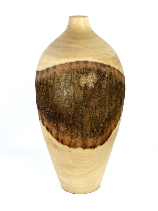 Grand vase bombé massif en manguier (dos)