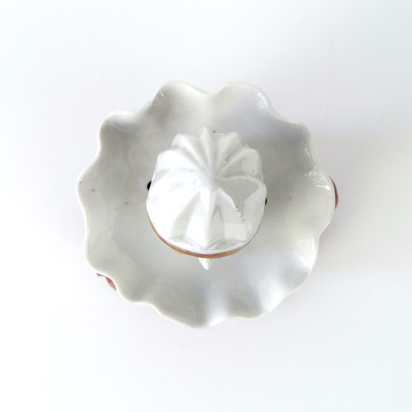 Ancien presse citron Clown complet en porcelaine et biscuit (dessus)