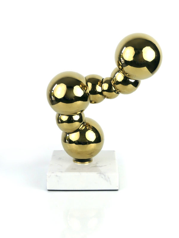 Sculpture Bubbles en laiton sur socle en marbre