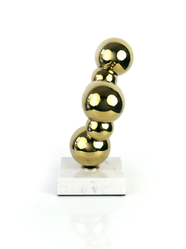 Sculpture Bubbles en laiton sur socle en marbre (profil)