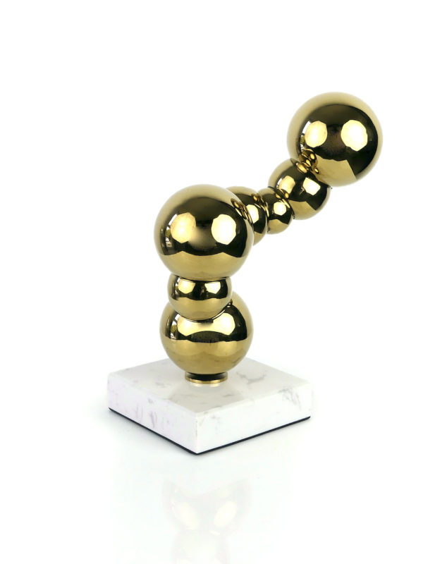 Sculpture Bubbles en laiton sur socle en marbre (3/4)