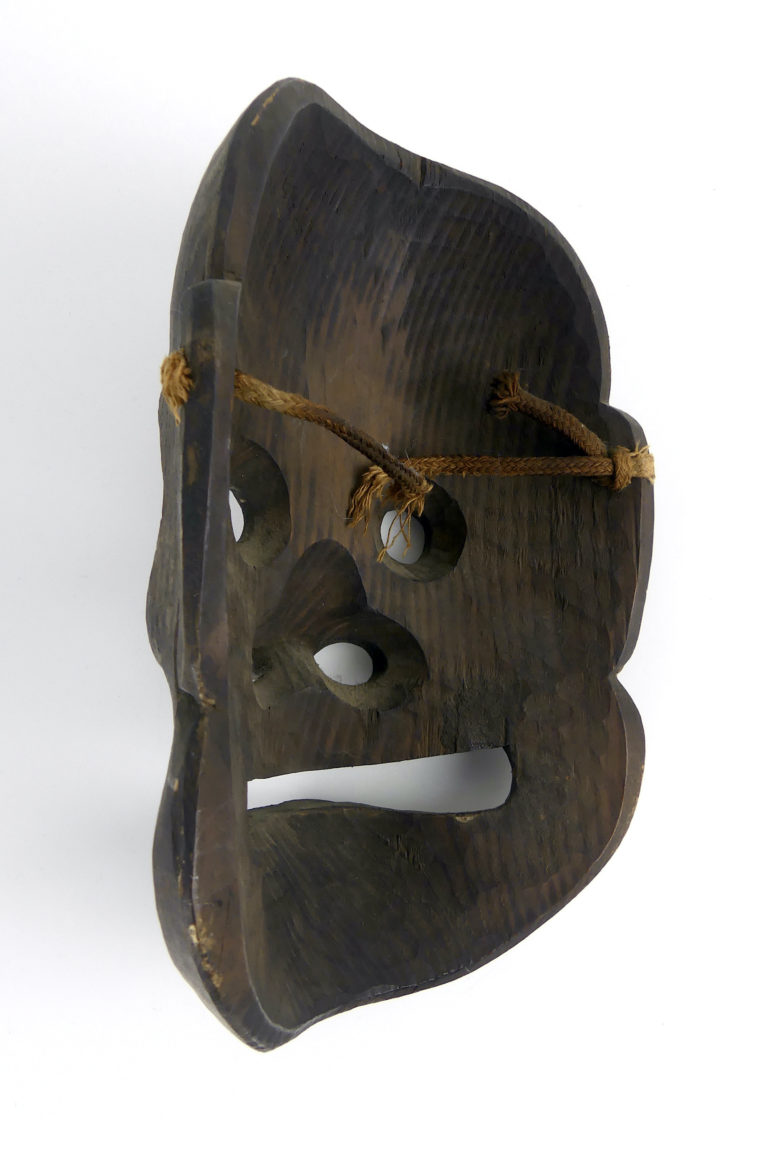 Japonais Ancien Papier Kagura Masque " Hyottoko " Ugly Man's Visage Noh