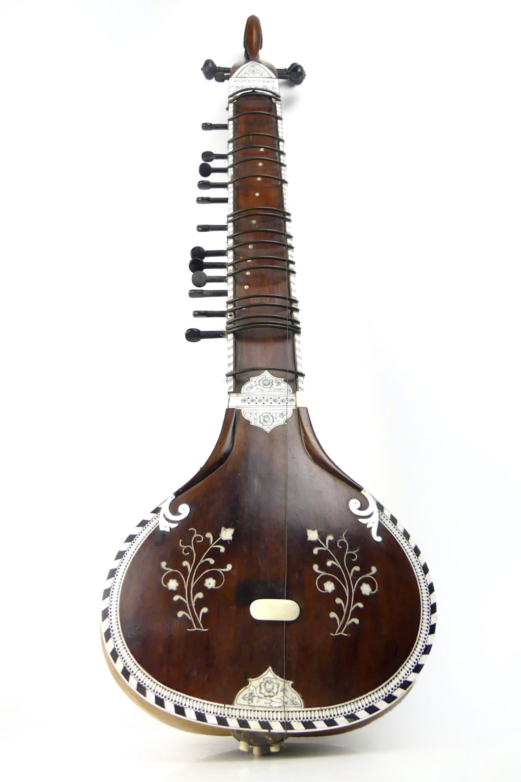 Sitar indien en bois décoré motifs floraux Instrument traditionnel OVIRY