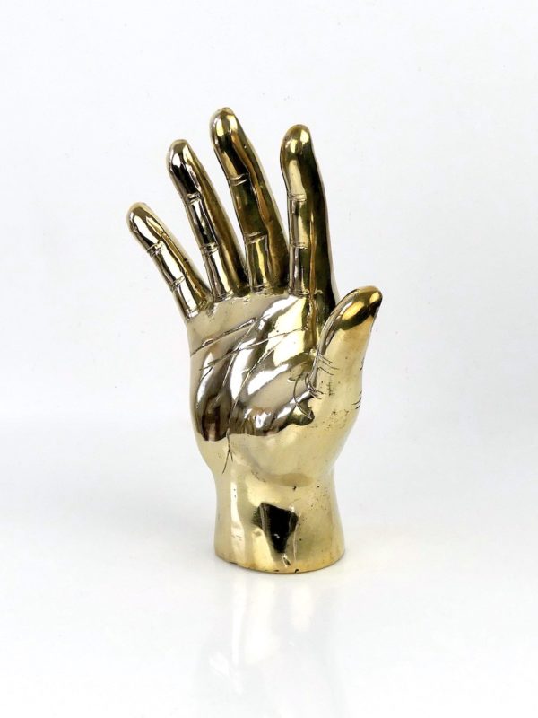 Sculpture main levée avec doigts écartés émoji en laiton (3/4)