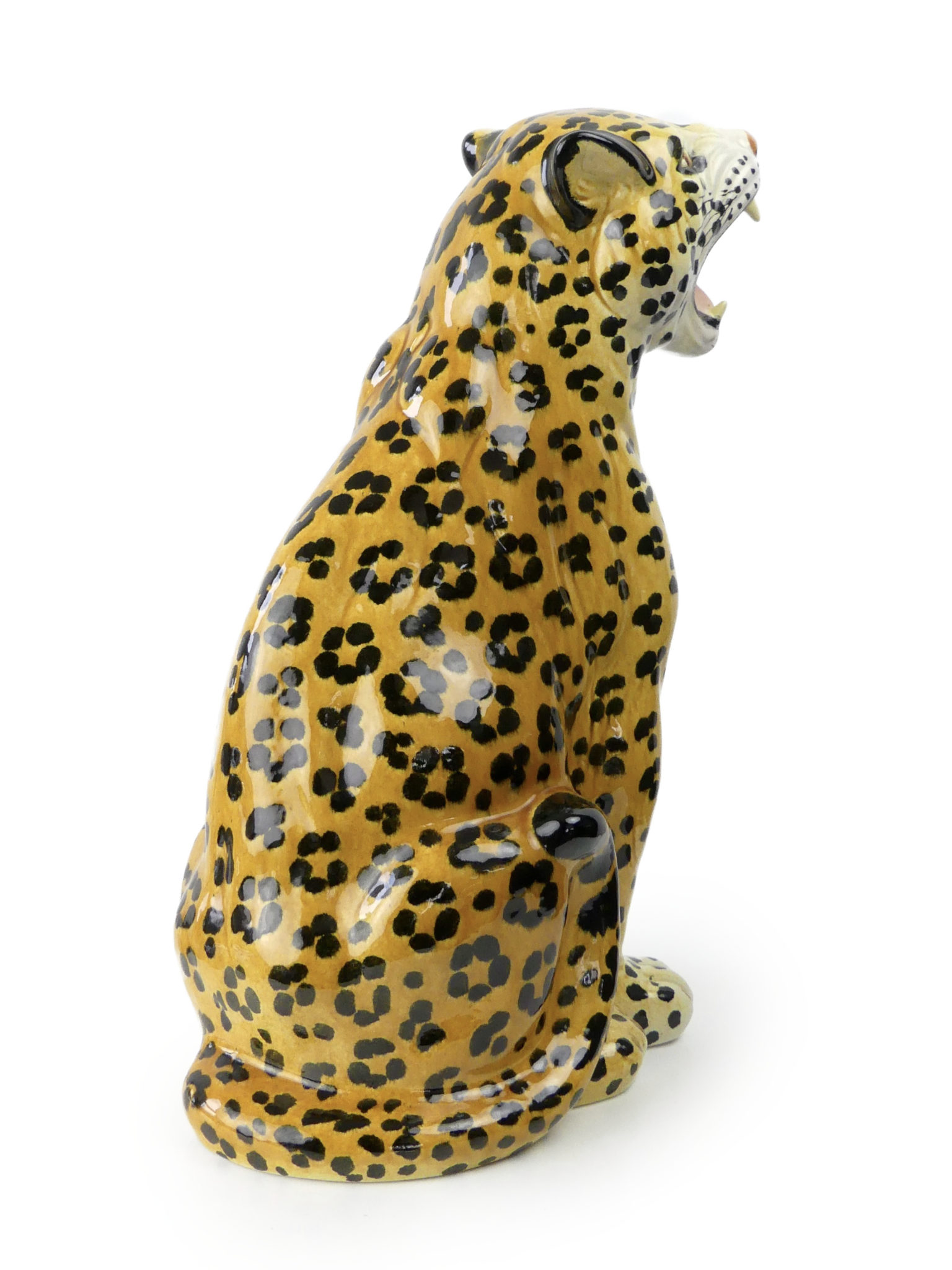 Léopard En Céramique Italienne Rose – Sculpture Décorative Maison, Style Gomorra, Fait Main
