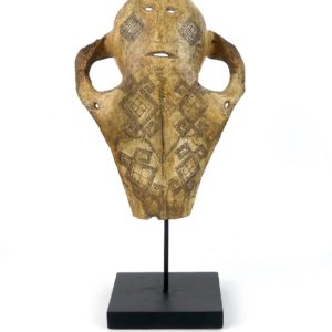 Crâne de cheval cérémoniel Atoni ciselé en forme de masque (face)