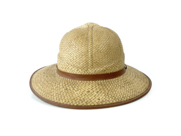 Chapeau colonial en paille naturelle salacot français (face)