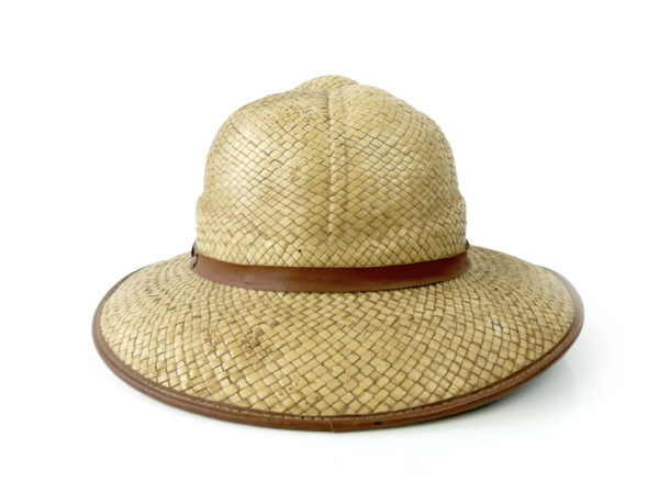 Chapeau colonial en paille naturelle salacot français (derrière)
