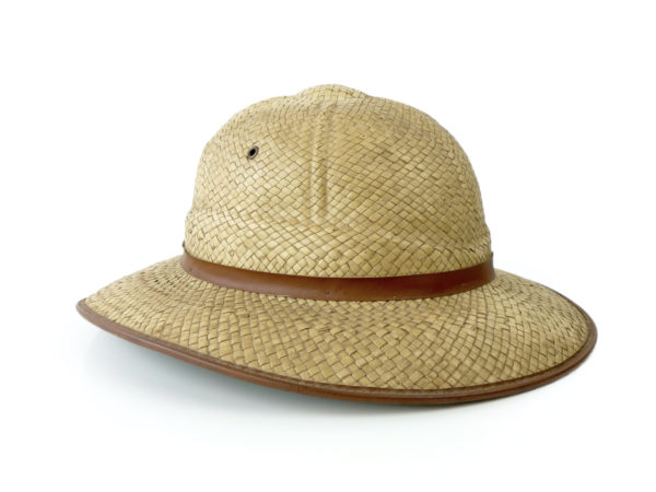 Chapeau colonial en paille naturelle salacot français (3/4)