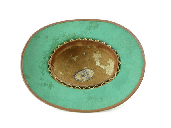 Chapeau colonial en paille naturelle salacot français (dessous)