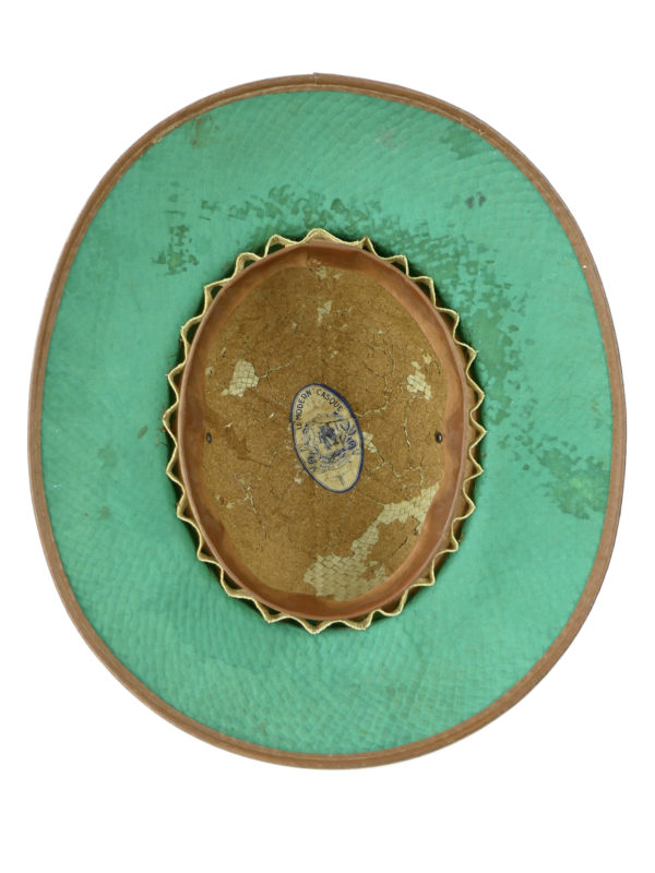 Chapeau colonial en paille naturelle salacot français (dessous)