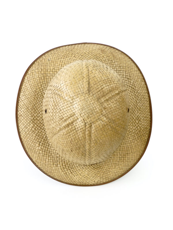Chapeau colonial en paille naturelle salacot français (dessus)