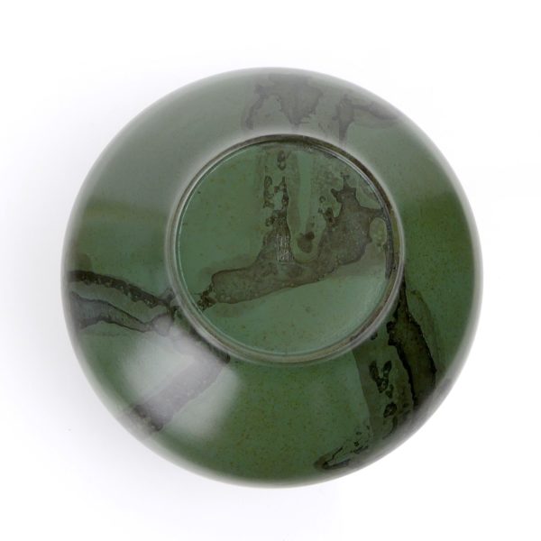 Vase bronze japonais ventru vert patiné signé Japon Shōwa (dessous)