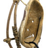   Masque ligne bleue Yupik en bois léger sur pied (3/4 dos)