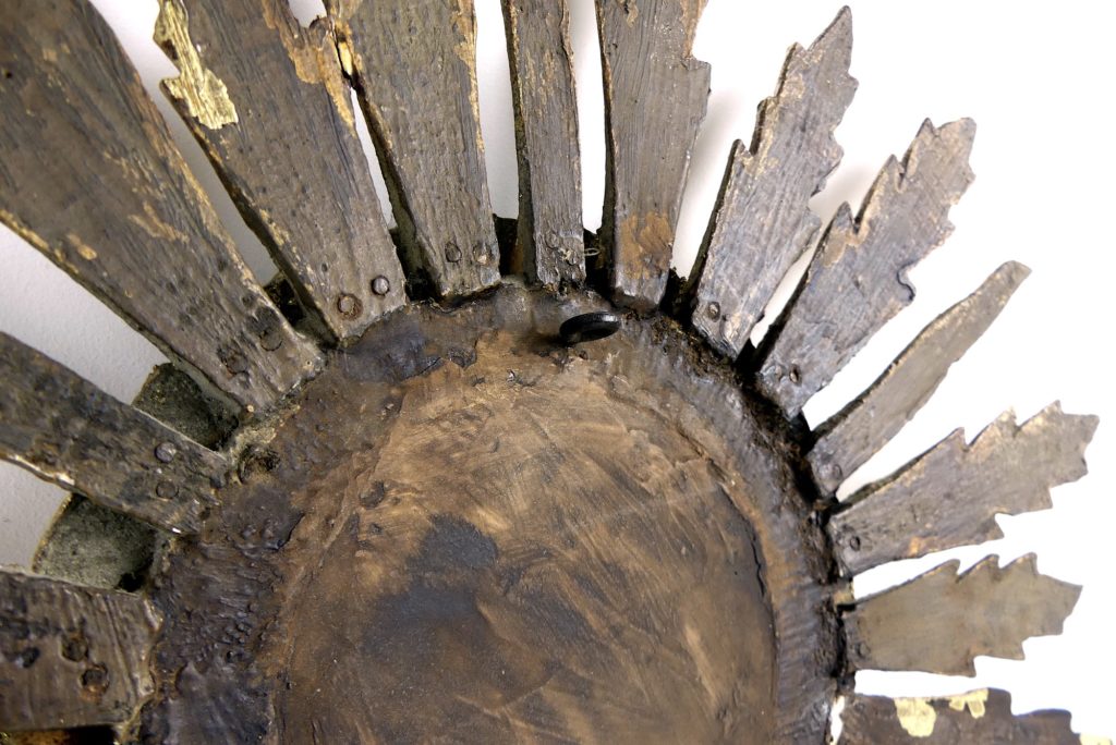Miroir Ancien œil De Sorcière Bombé - Cadre Bois Doré 25 Cm - Vintage TBE