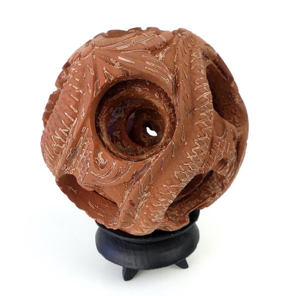 Boule de Canton au dragon sculptée en terre cuite sur socle 5