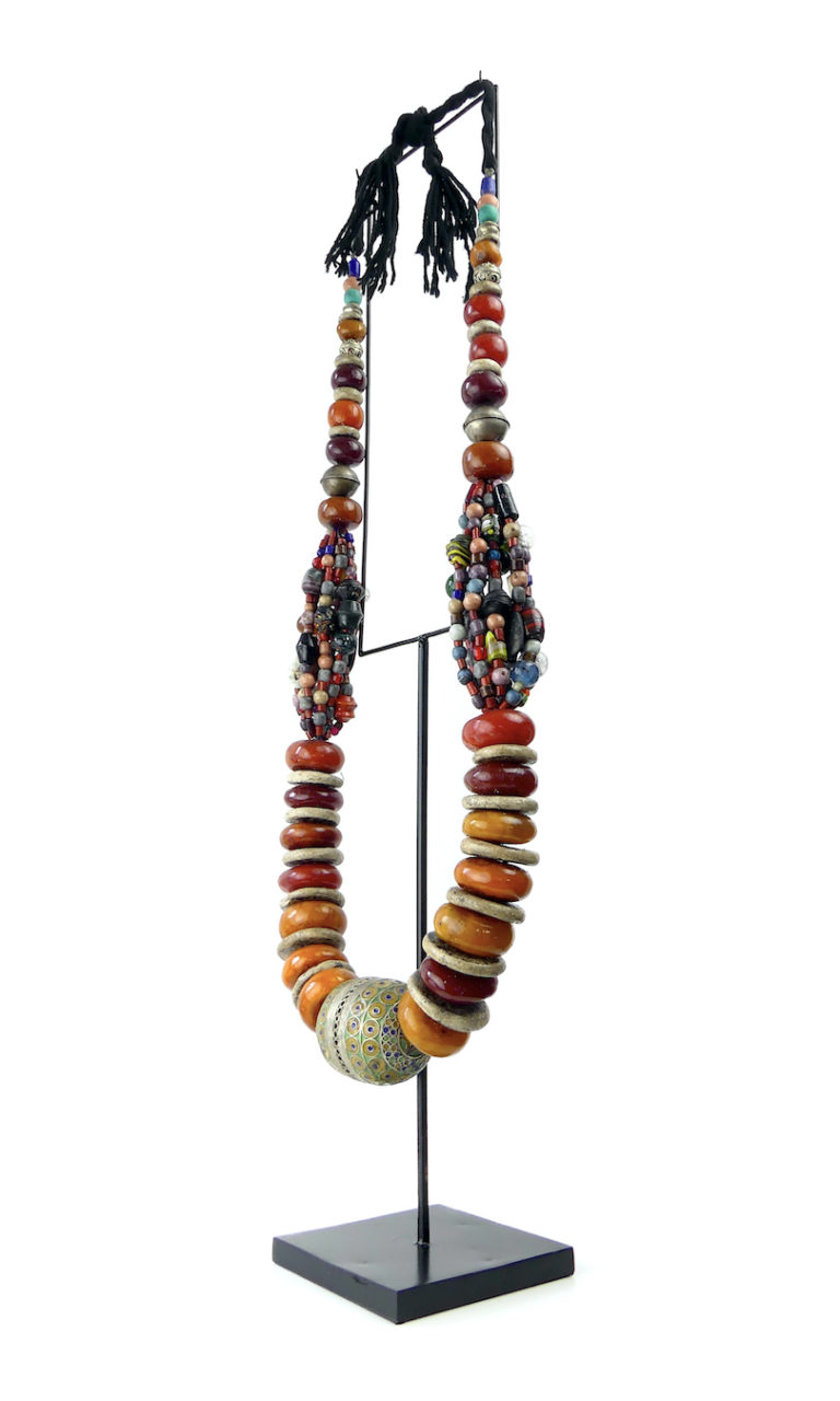 Collier Berbère Ethnique En Argent Et Pierre Verre - Occasion, Style Bohème Vintage