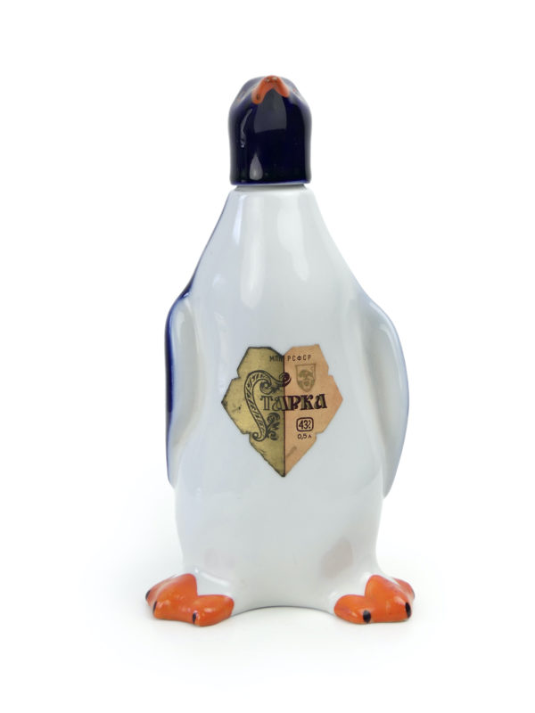 Bouteille pingouin en porcelaine Lomonosov 1960 (face)