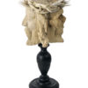 Memento Mori bicéphale Christ et crâne en tamarin (profil)