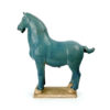 Cheval Tang bleu en terre cuite émaillée chinoise (profil)