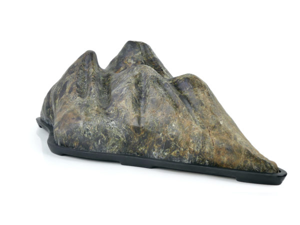 Grande pierre suiseki montagne sur daiza noir Shōwa Japon (3/4)