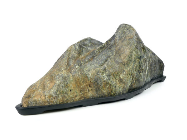 Grande pierre suiseki montagne sur daiza noir Shōwa Japon (3/4)