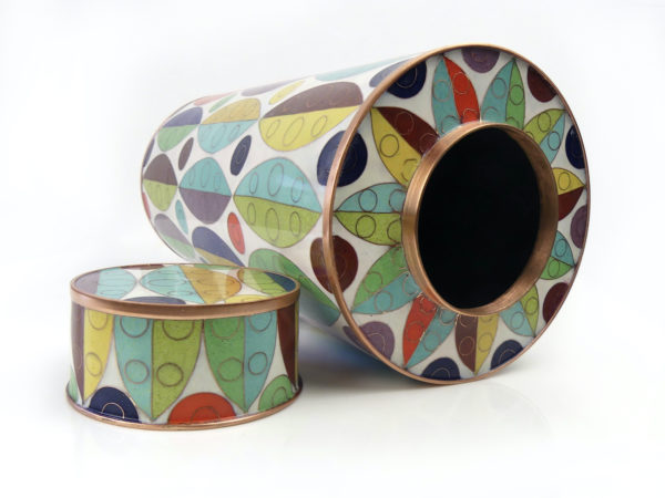 Pot à thé cloisonné blanc et multicolore Fabienne Jouvin (3/4)