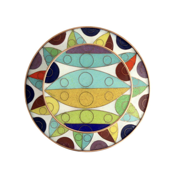 Pot à thé cloisonné blanc et multicolore Fabienne Jouvin (dessus)