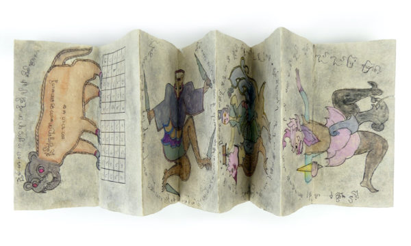 Carnet de tatouage de protection birman Sak Yant (ouvert)