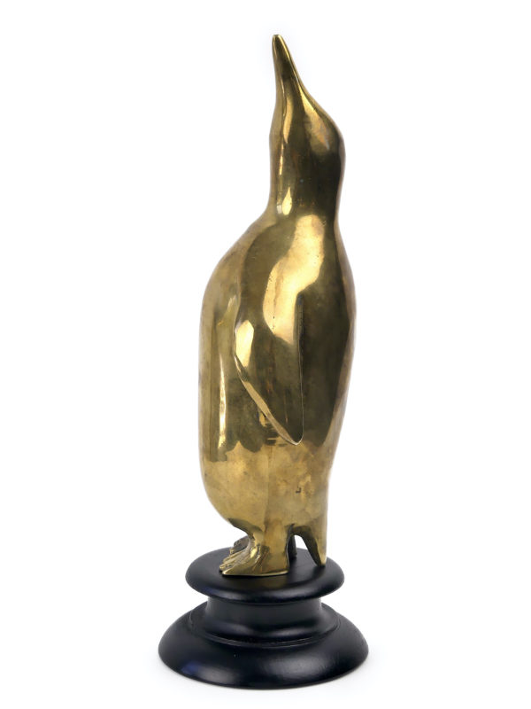 Sculpture pingouin moderniste en laiton des années 70 (profil)