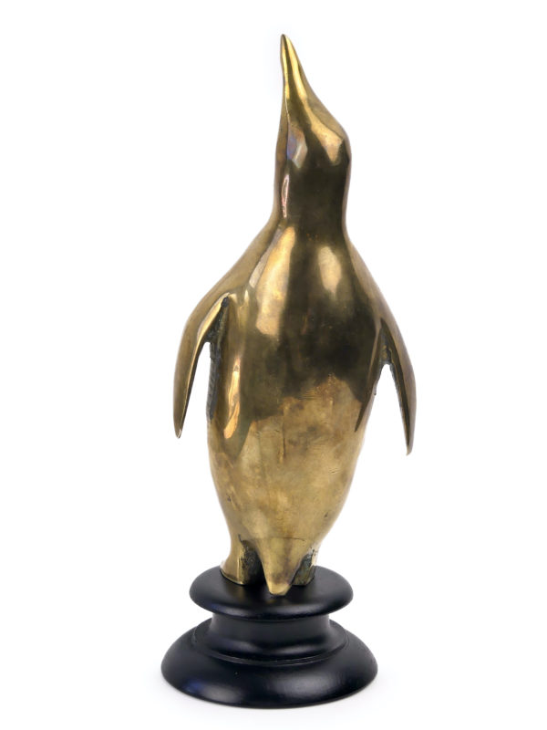Sculpture pingouin moderniste en laiton des années 70 (dos)