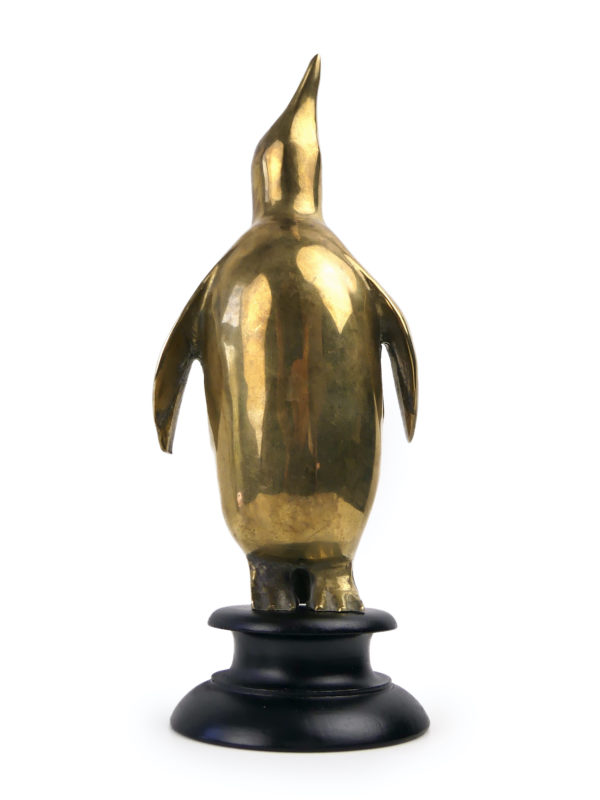 Sculpture pingouin moderniste en laiton des années 70 (face)