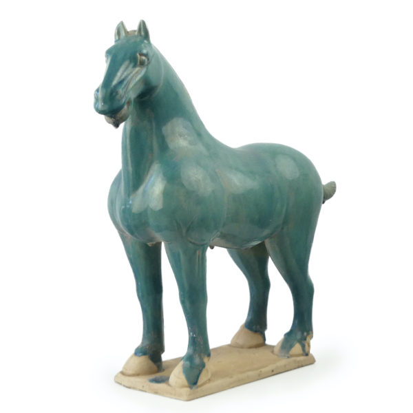 Grand cheval Tang bleu en terre cuite émaillée Chine (3/4)