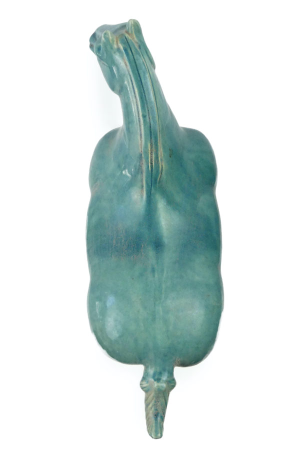 Grand cheval Tang bleu en terre cuite émaillée Chine (dessus)