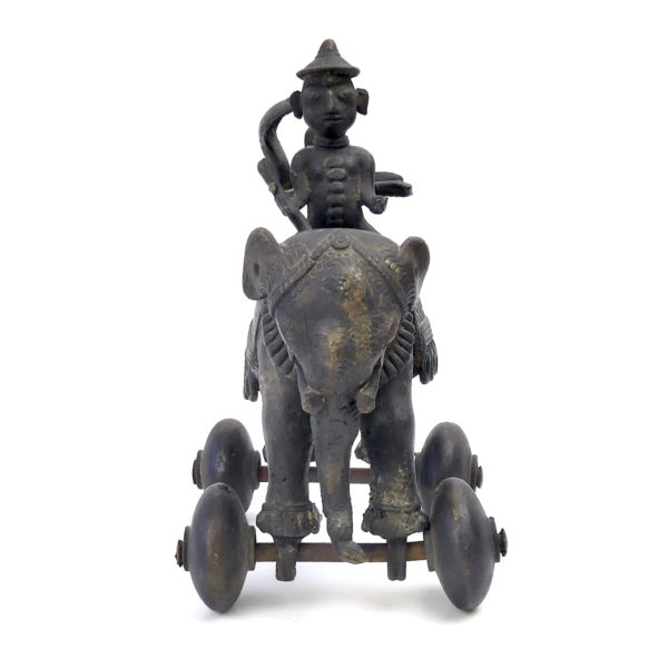 Jouet Rajput éléphant à roulettes en bronze Rajasthan (face)